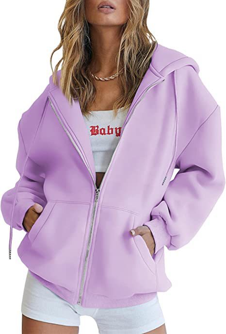 Damen nan übergroße Kapuzenjacke mit durchgehendem Reißverschluss und Kängurutaschen Shop Nory