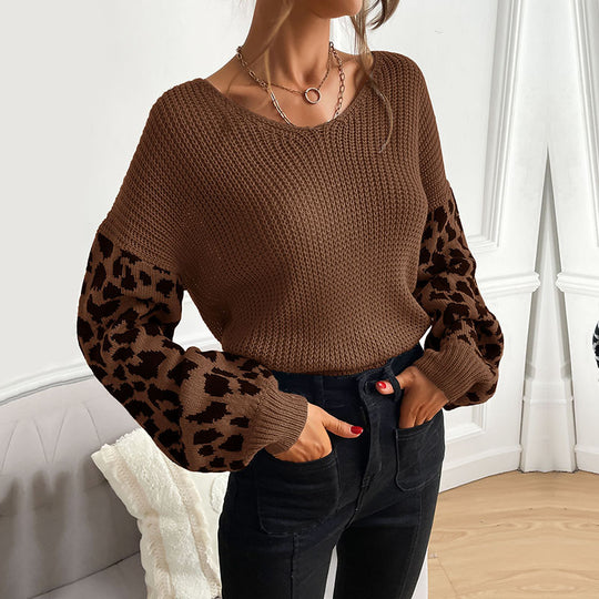 Damen Stylish Rippstrickpullover mit Karomuster Shop Nory