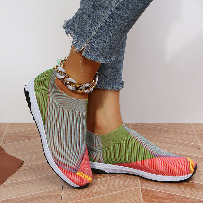 Damen Leichte Strick-Slipper-Sneaker ohne Schnürung mit atmungsaktivem Mesh und gedämpfter Plateausohle Shop Nory