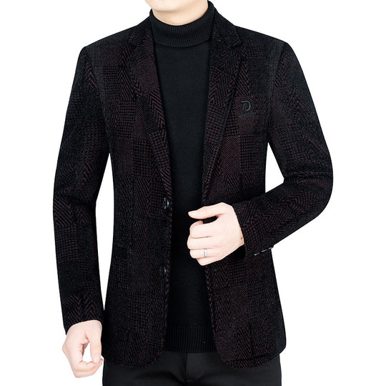 Herren Slim-Fit Samtstruktur-Sakko mit Glencheck-Optik Shop Nory