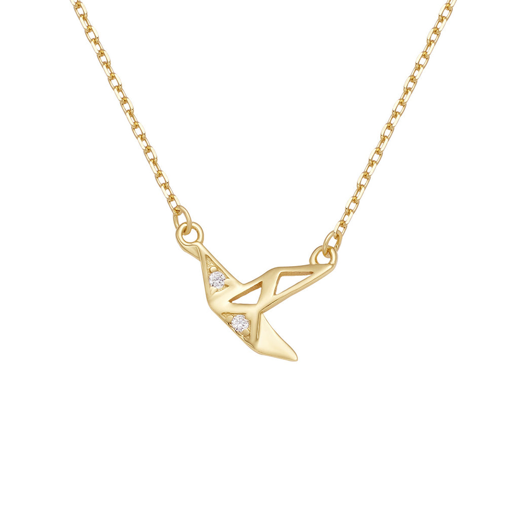 Damen elegante Halskette mit modernem Vogel-Anhänger und funkelnden Zirkonia Shop Nory