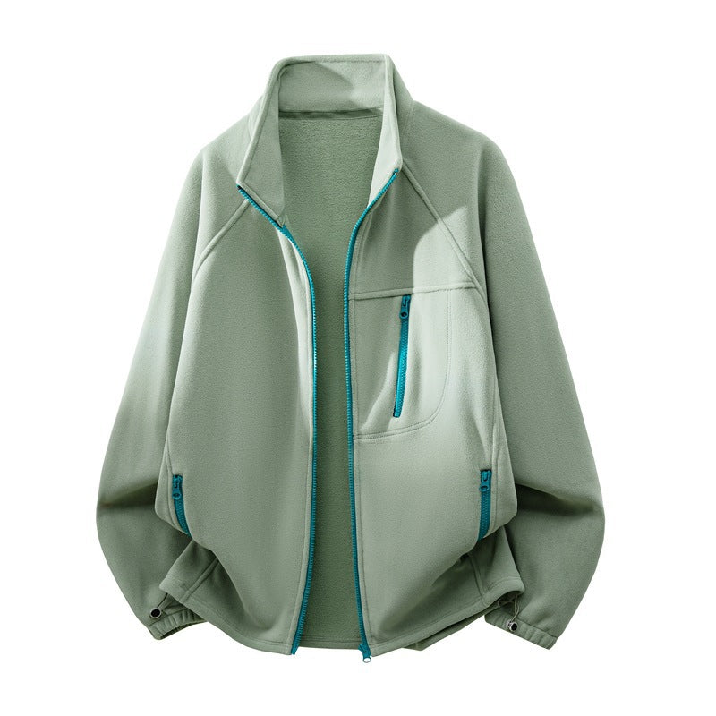 Herren Fleecejacke mit hohem Stehkragen, mehreren Reißverschlusstaschen und ergonomischem Raglan‑Schnitt Shop Nory
