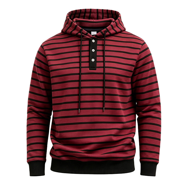 Herren Kapuzenpullover mit Knopfleiste und modischem Streifenmuster Shop Nory