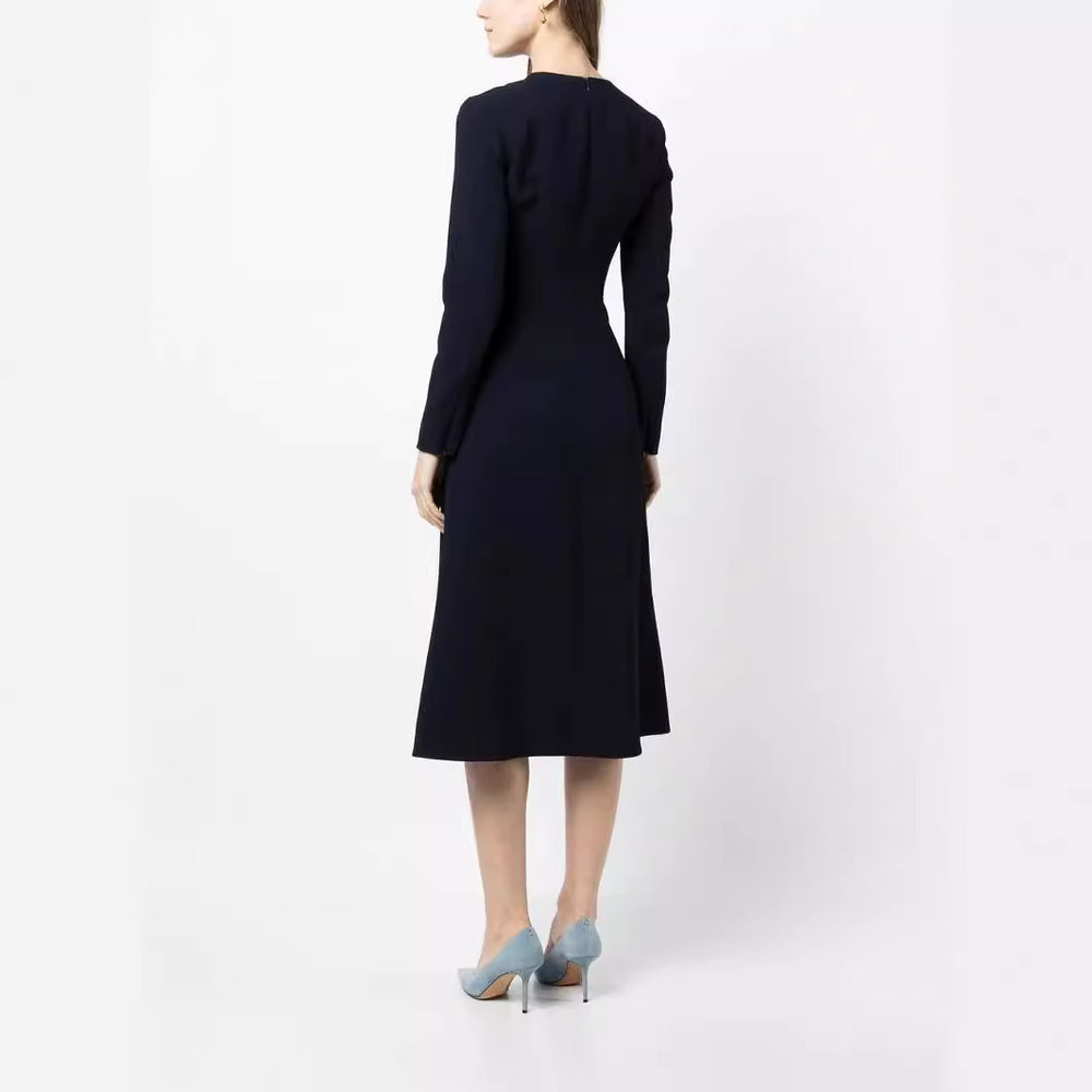 Damen Midikleid mit taillierter Drapierung und A-Linien Rock Shop Nory