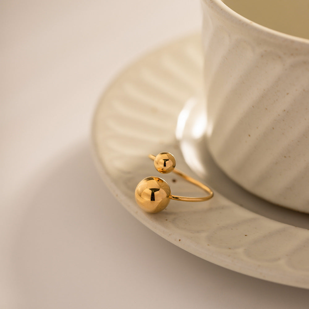 Damen Offener Ring mit stilvollem Kugel-Design Shop Nory