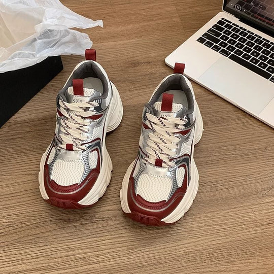Damen Voluminöse Chunky‑Sneaker mit atmungsaktivem Mesh‑PU‑Mix und skulpturierter Wedge‑Sohle Shop Nory