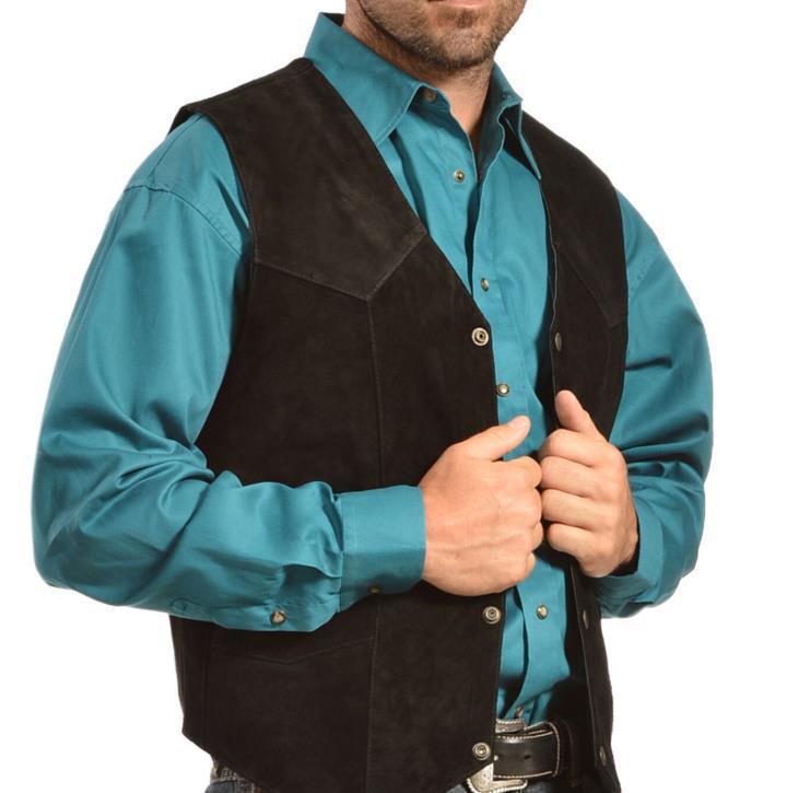 Herren Wildlederweste mit seitlichen Taschen und Druckknopfverschluss