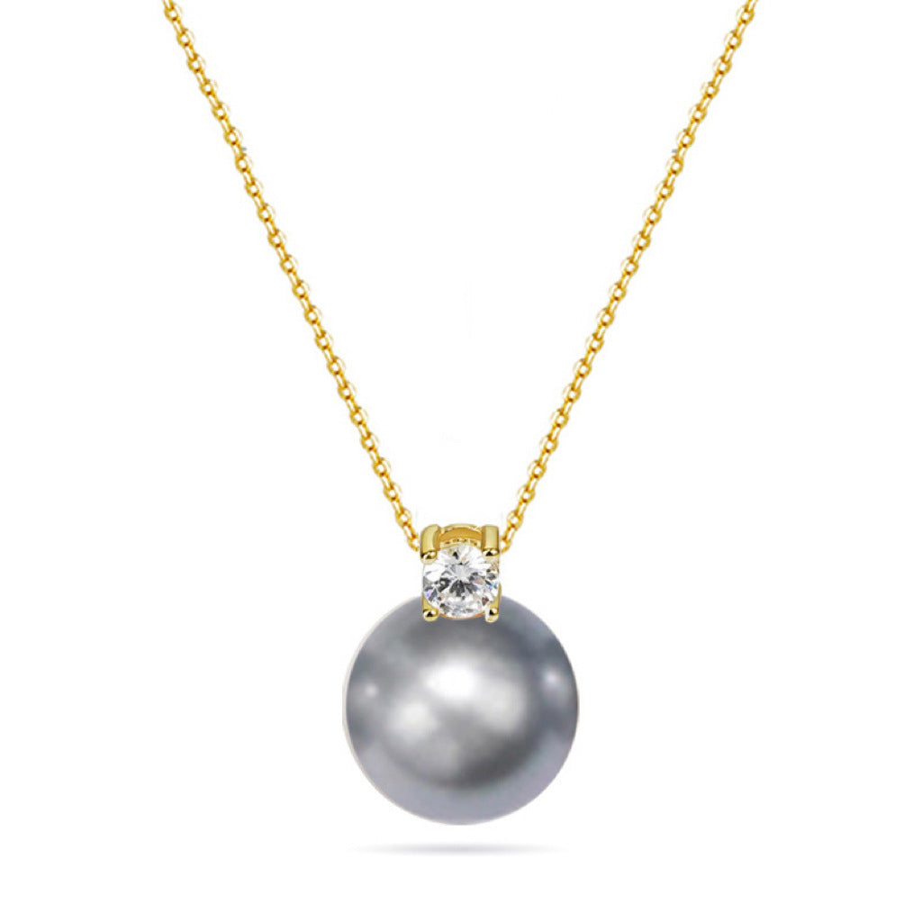 Damen Elegante Perlen- und Kristallanhänger-Halskette Shop Nory