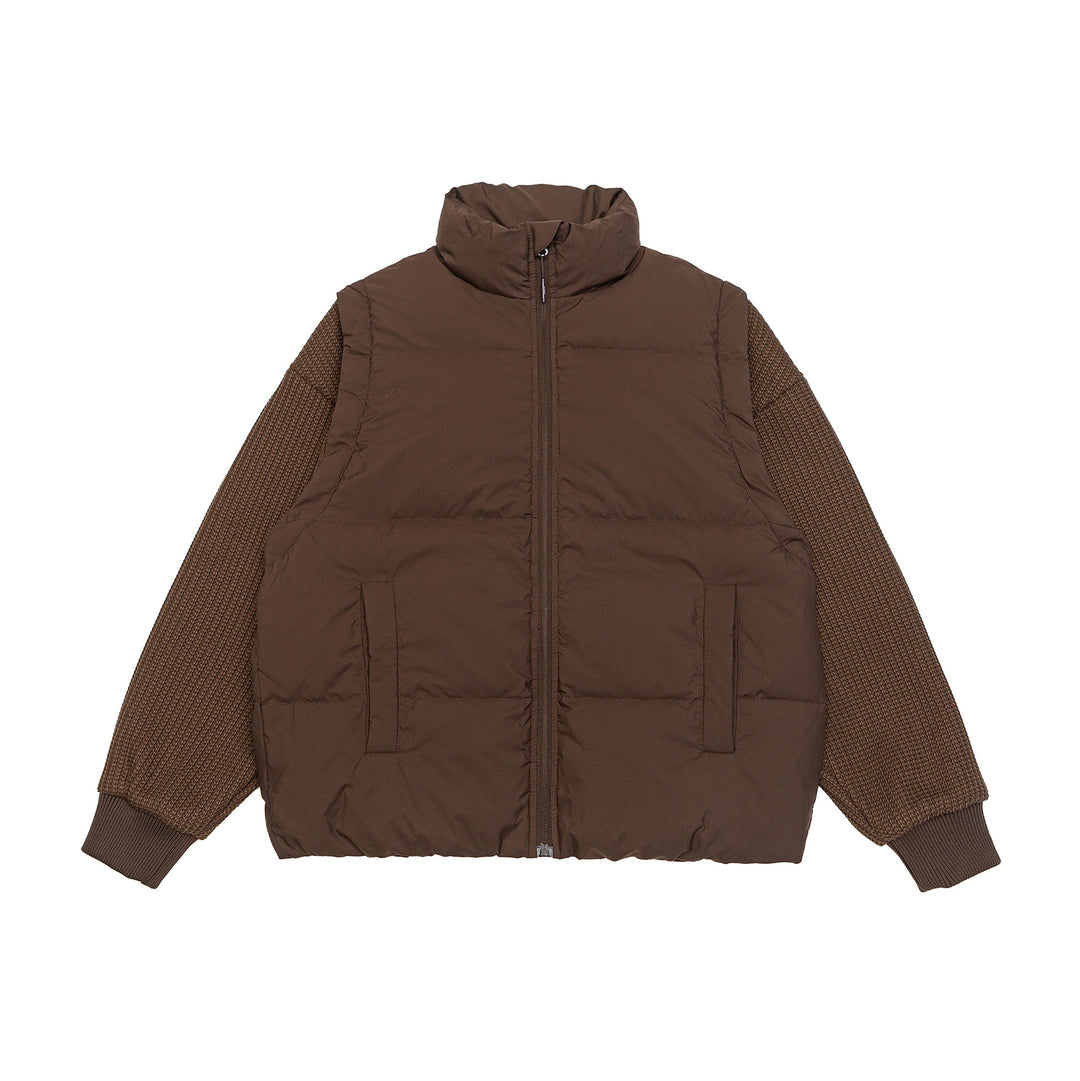 Herren Gefütterte Hybrid‑Steppjacke mit Strickärmeln und hohem Stehkragen Shop Nory