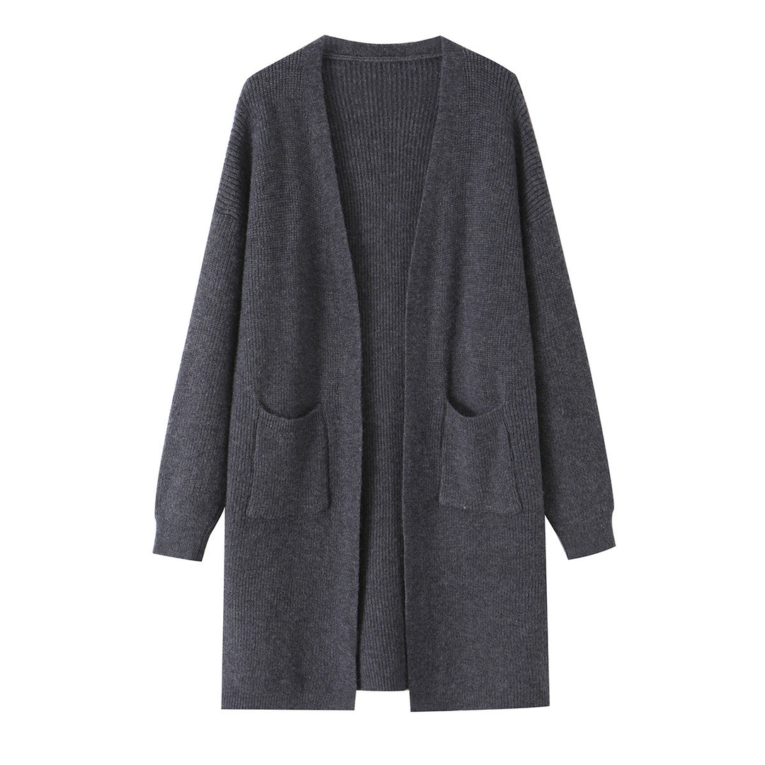 Damen Langer Oversize Strickcardigan mit aufgesetzten Taschen Shop Nory
