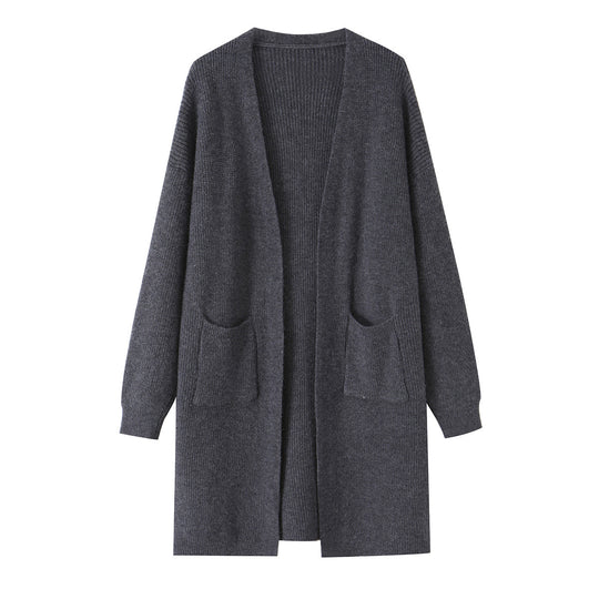 Damen Langer Oversize Strickcardigan mit aufgesetzten Taschen Shop Nory