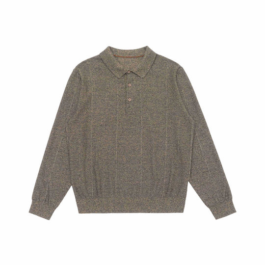 Unisex Feinstruktur-Polo-Strickpullover mit Hemdkragen und geripptem Saum Shop Nory