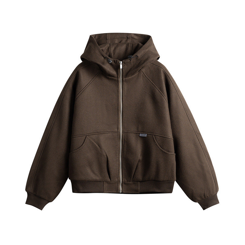Unisex Oversize Kapuzenblouson aus Wollmix mit Reißverschluss und Kängurutaschen Shop Nory