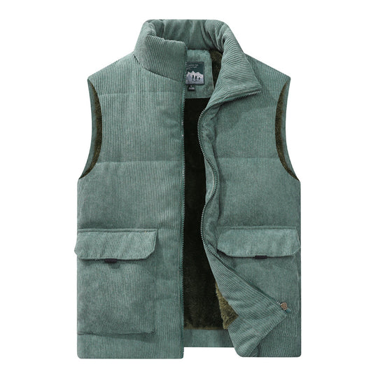 Herren Cord-Utility-Steppweste mit Teddyfutter, hohem Stehkragen und aufgesetzten Klappentaschen Shop Nory