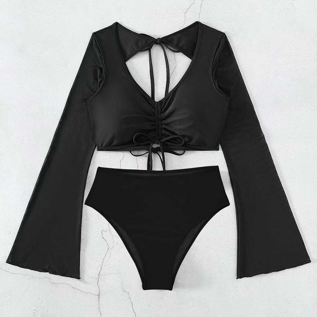 Damen Hochgeschnittener Bikini mit transparenter Blusenoberteil Shopnory
