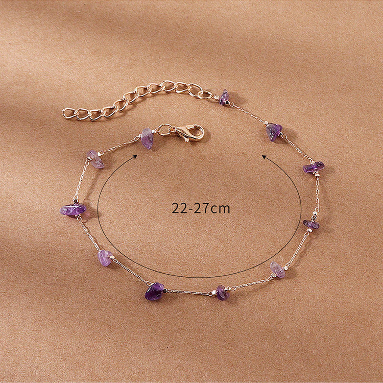 Damen Fußkettchen mit natürlichem Edelsteindekor und feinem Gliederdesign Shop Nory