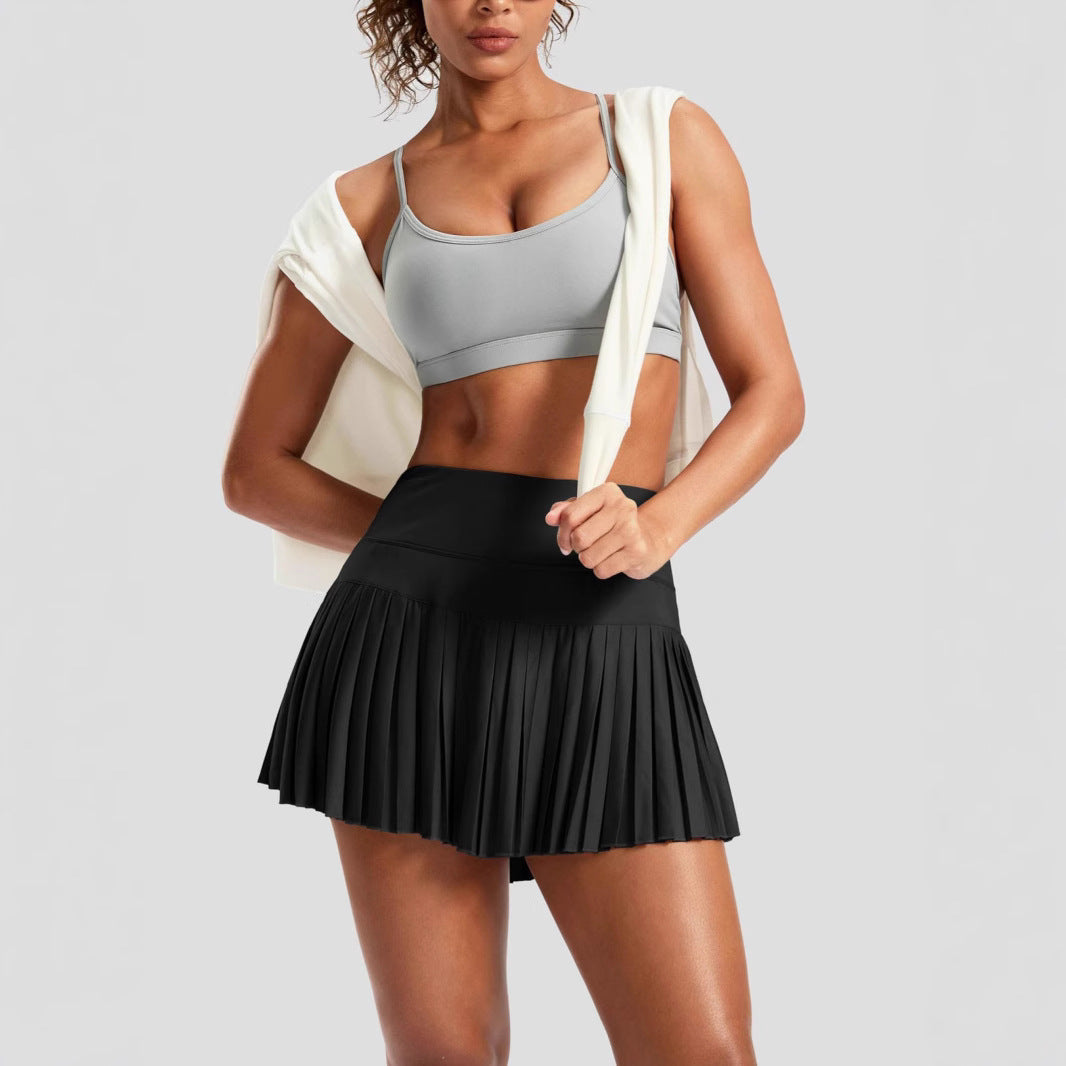 Damen Sportlicher Plisseerock mit integrierten Shorts