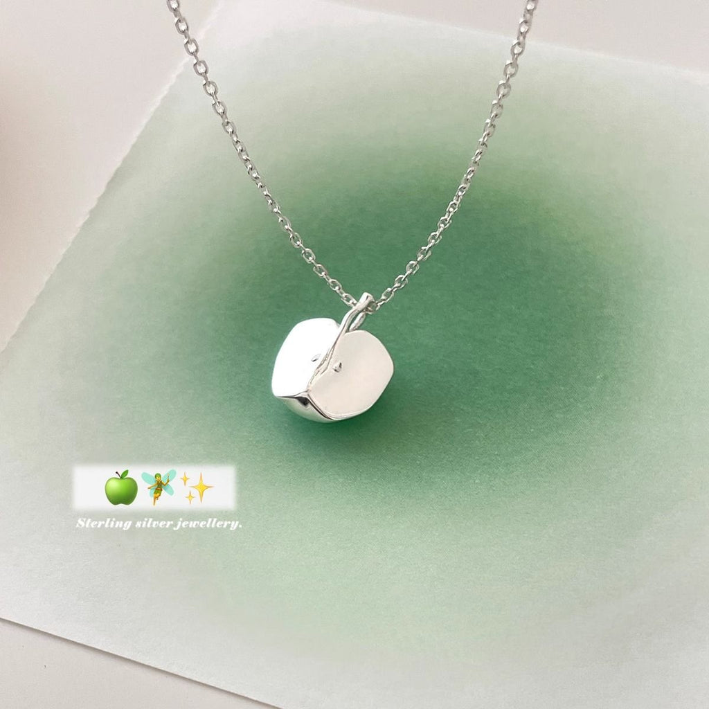 Damen elegante Halskette mit Apfelanhänger und feiner Silberkette Shop Nory