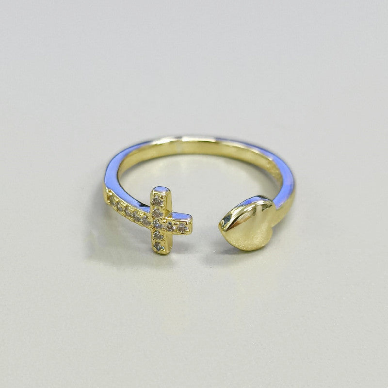 Damen Offener Ring mit Herz- und Kreuzdesign Shop Nory