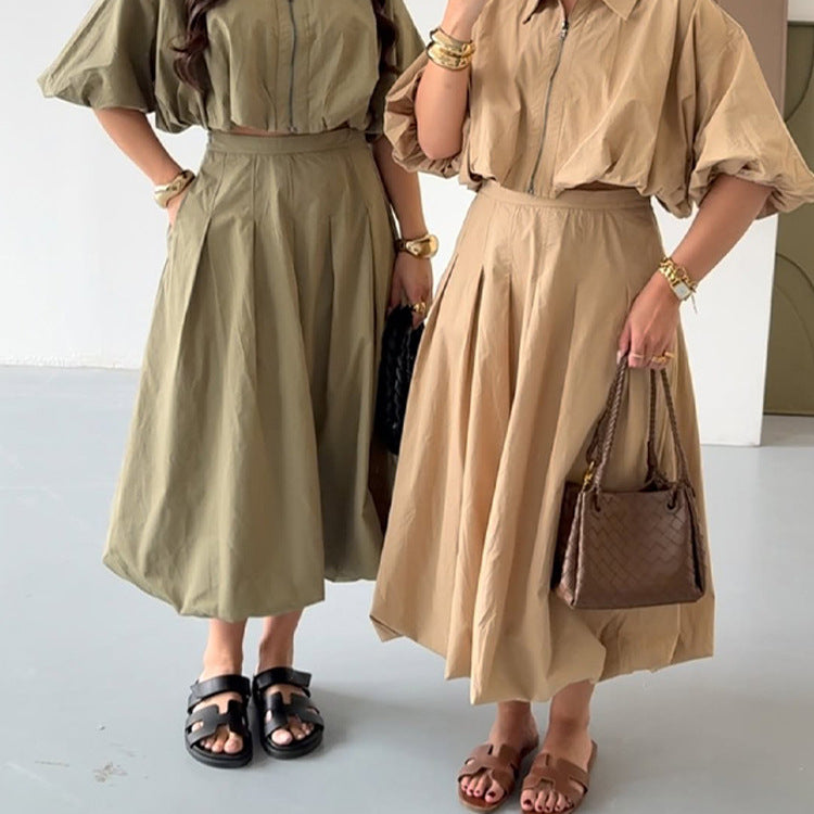 Damen Taillierter A-Linien-Midirock mit Kellerfalten & hoher Taille Shop Nory