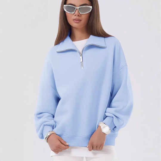 Unisex Relax-Halbzip-Sweatshirt mit hohem Stehkragen, Raglanärmeln und leicht angerauter Innenseite Shop Nory