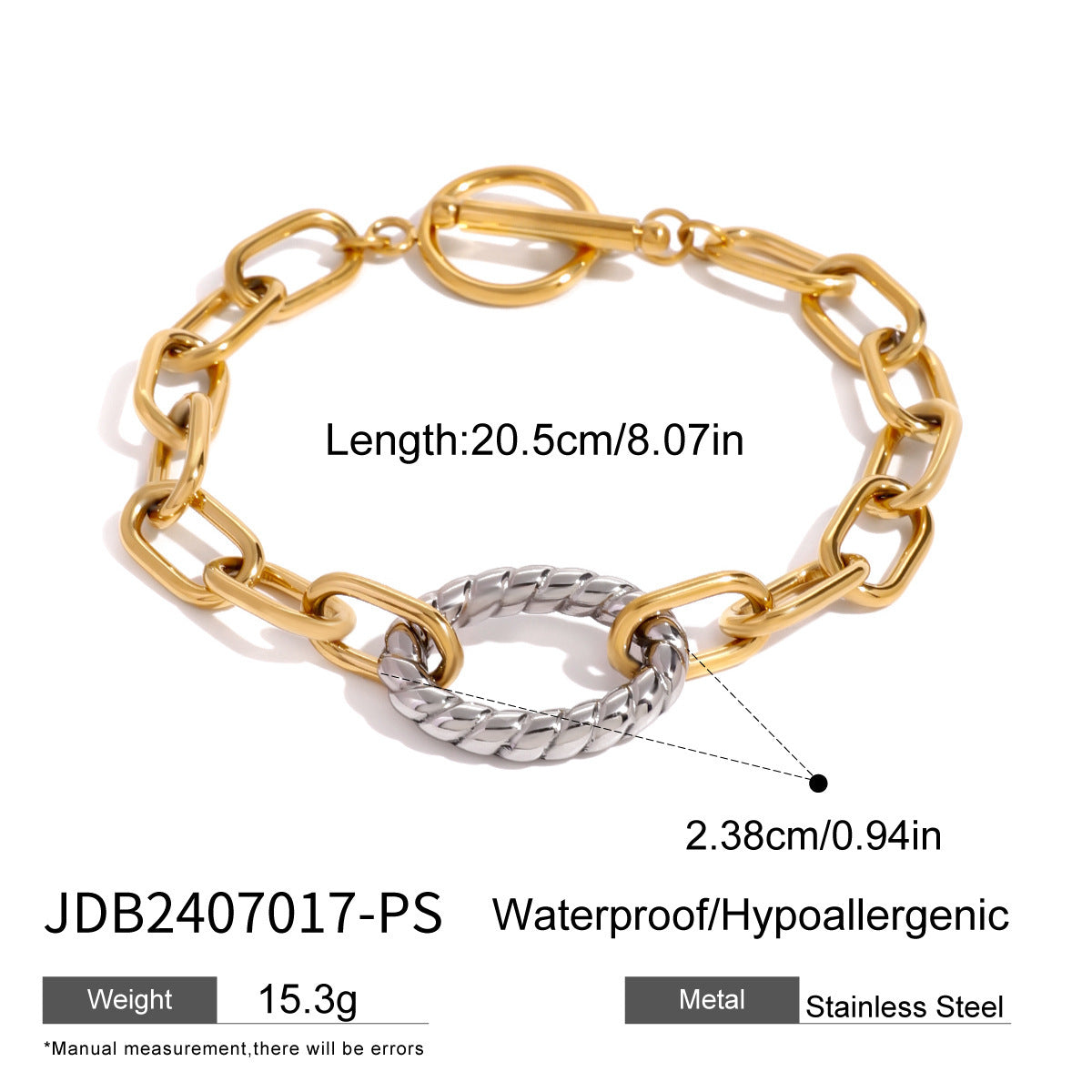 Damen Armband mit modernem Kettenmuster und verstellbarem Verschluss Shop Nory