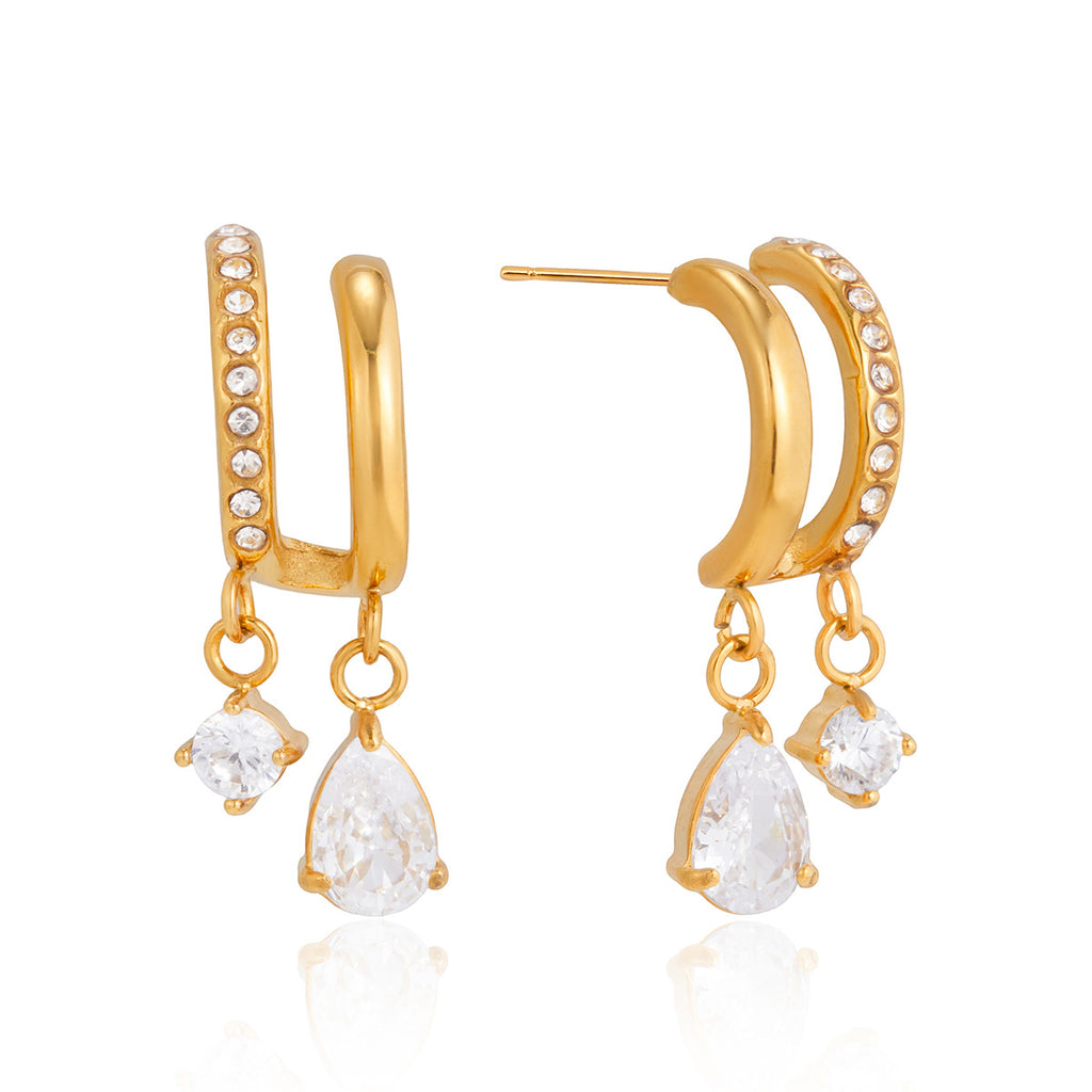 Damen Ohrhänger mit elegantem Tropfenstein und funkelnden Zirkonia Shop Nory
