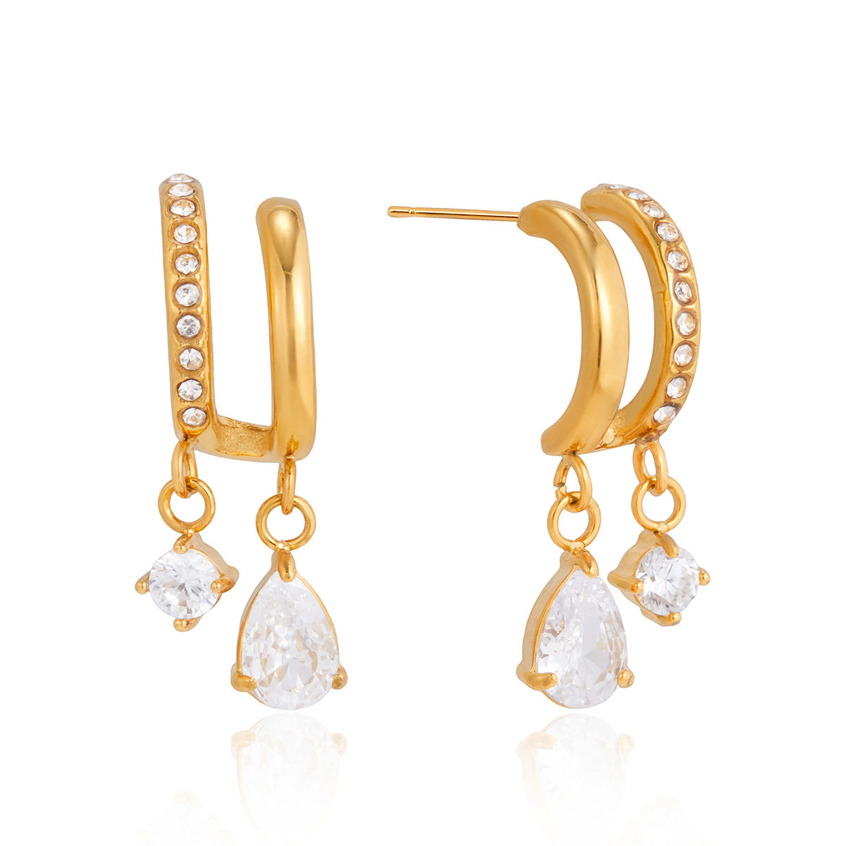 Damen Ohrhänger mit elegantem Tropfenstein und funkelnden Zirkonia Shop Nory