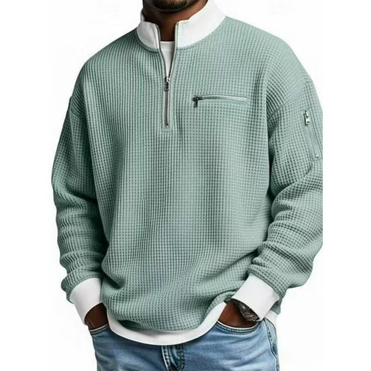 Herren Sweatshirt mit hohem Kragen und praktischem Reißverschluss