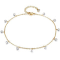Damen Fußkettchen mit funkelnden Kristallanhängern und zartem Golddesign Shop Nory