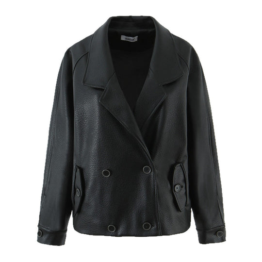 Damen Oversize Lederoptik-Mantel mit strukturierter Oberfläche und weitem Revers Shop Nory