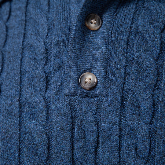 Herren Feinstrick-Polo mit Zopfmuster und Kragen Shop Nory