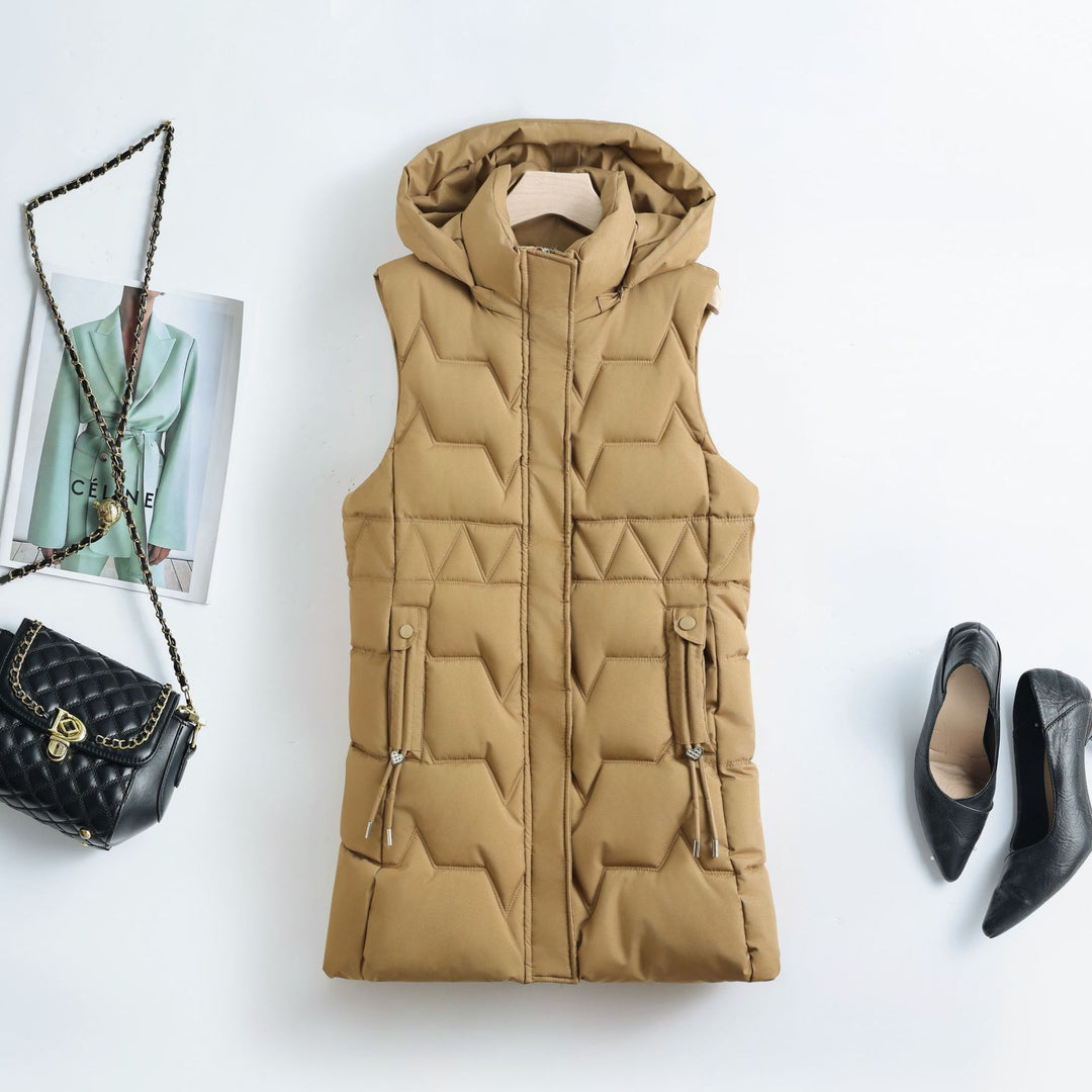 Damen nan Thermo-Steppweste mit Kapuze, Kordelzug und verdecktem Reißverschluss Shop Nory
