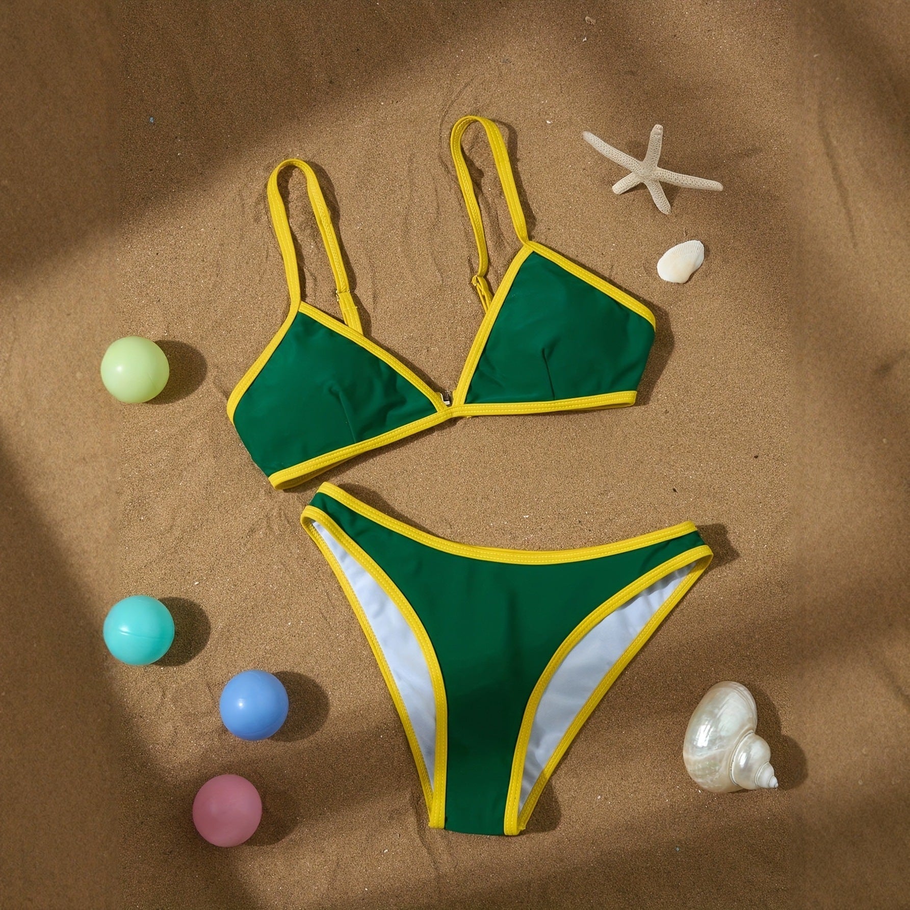 Damen Triangel-Bikini mit verstellbaren Trägern