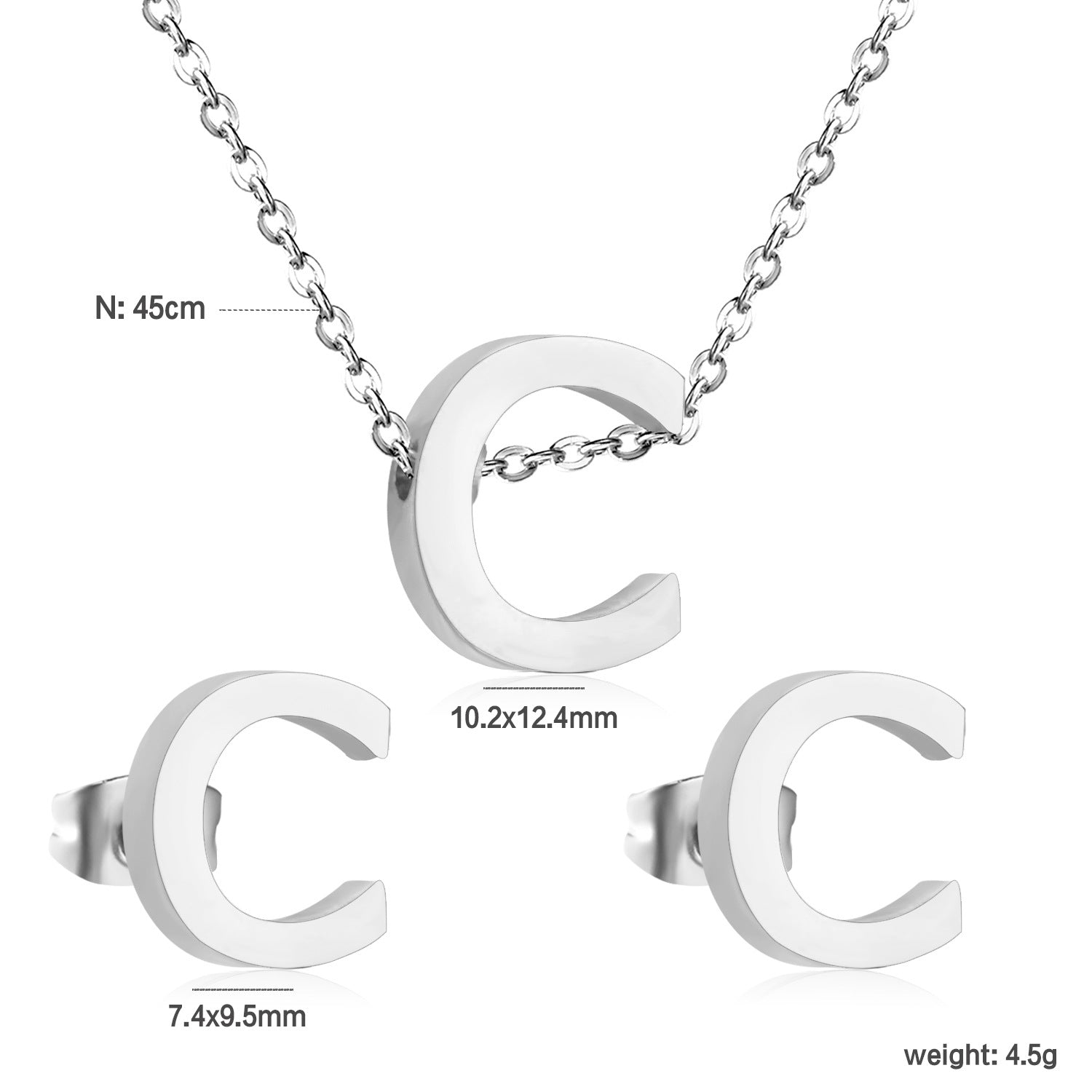 Damen Schmuckset mit K-Anhänger und passenden Ohrsteckern Shop Nory