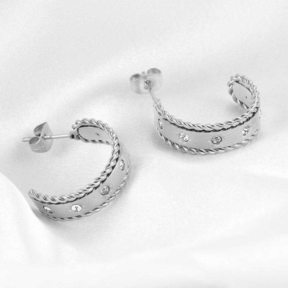 Damen Creolen mit funkelnden Kristallen und elegantem Spiraldesign Shop Nory