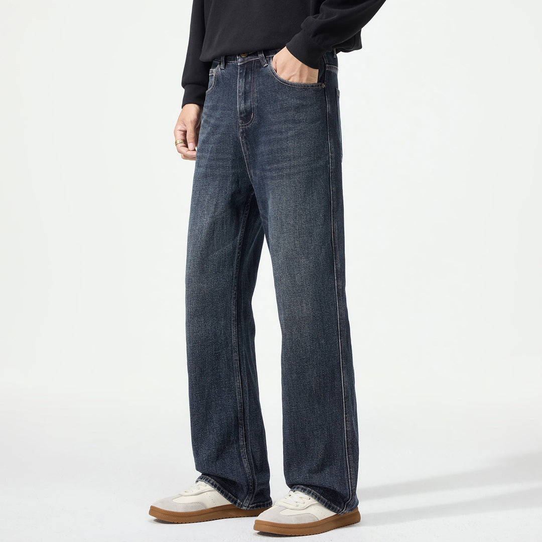 Herren Weitgeschnittene Denimjeans mit mittlerer Leibhöhe und Used-Optik Shop Nory