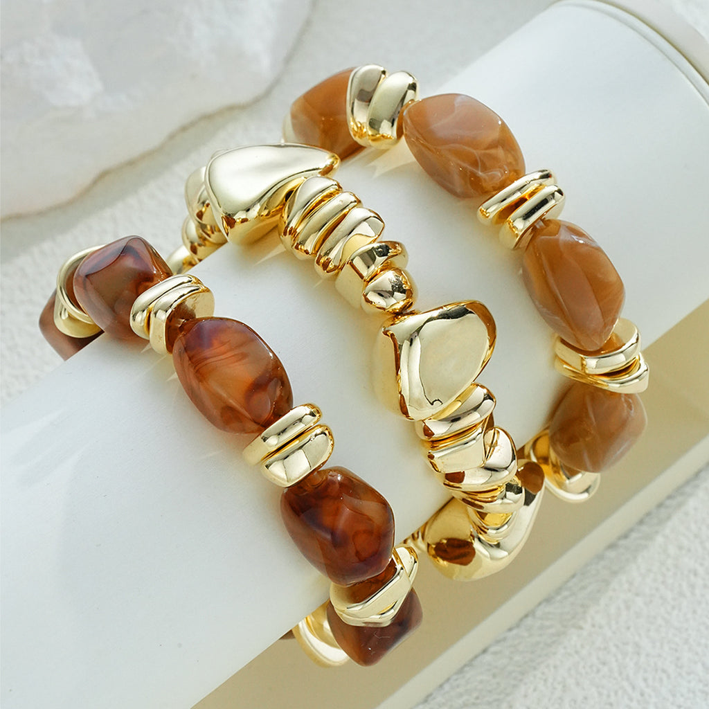 Damen Armband-Set mit edlen Halbedelsteinen und glänzenden Goldakzenten Shop Nory