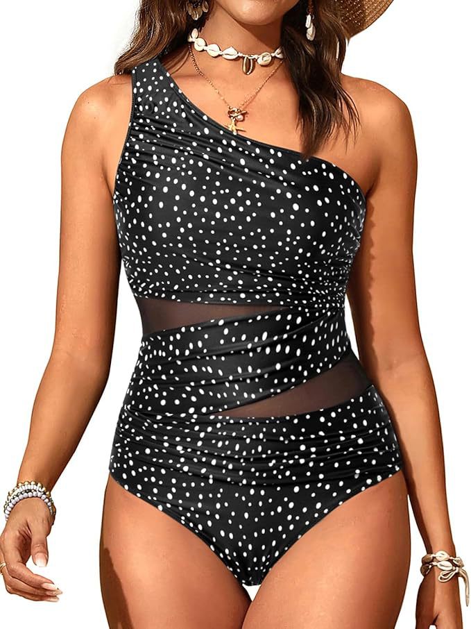 Damen stilvoller Badeanzug mit asymmetrischem Schnitt