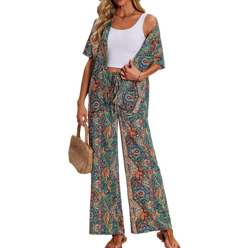 Damen Kurzarm-Overall mit Rüschendetails und Bindegürtel