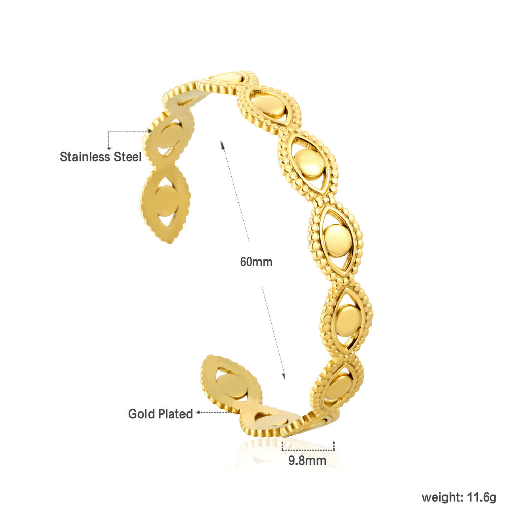 Damen offener Armreif mit floralen Mustern aus hochwertigem Edelstahl und goldplattierter Oberfläche Shop Nory