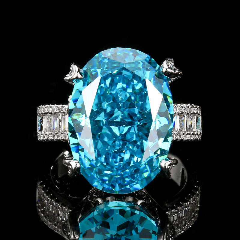 Luxuriöser ovaler Morganit Solitär-Verlobungsring mit Diamanten-Pavé-Platinband