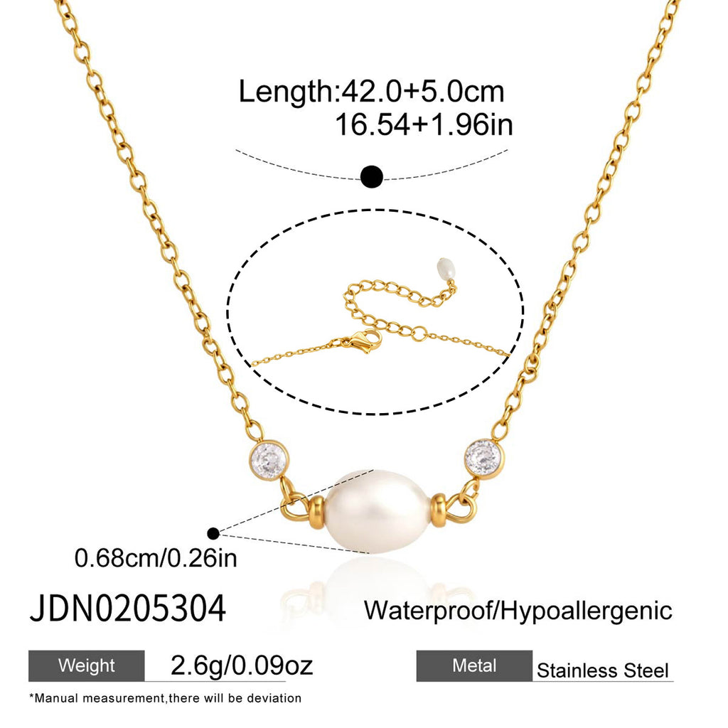 Damen elegante Halskette mit Perle und funkelnden Kristallen Shop Nory