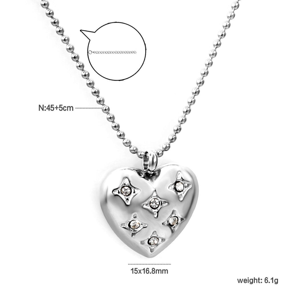 Damen Halskette mit herzförmigem Anhänger und funkelnden Zirkonia Steinen Shop Nory