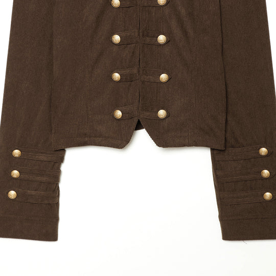 Damen Cropped Militärjacke mit Stehkragen, Epauletten und Zierknopfleiste Shop Nory