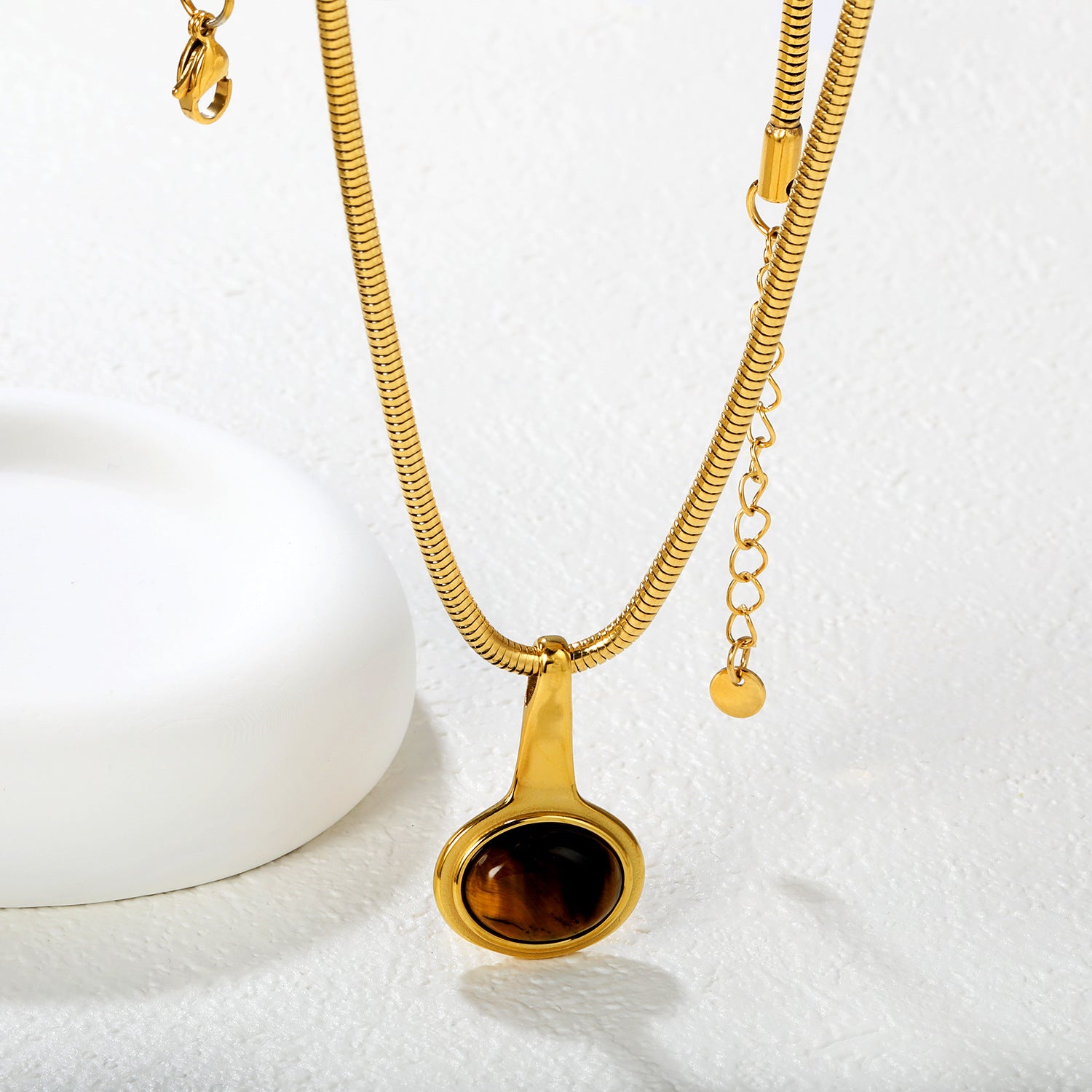 Damen Halskette mit modernem, glänzendem Ring-Anhänger aus edlem Edelstahl Shop Nory