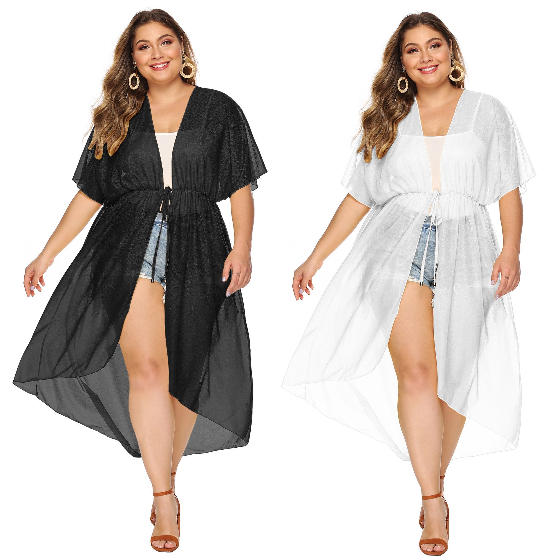Damen eleganter transparenter Strandkimono