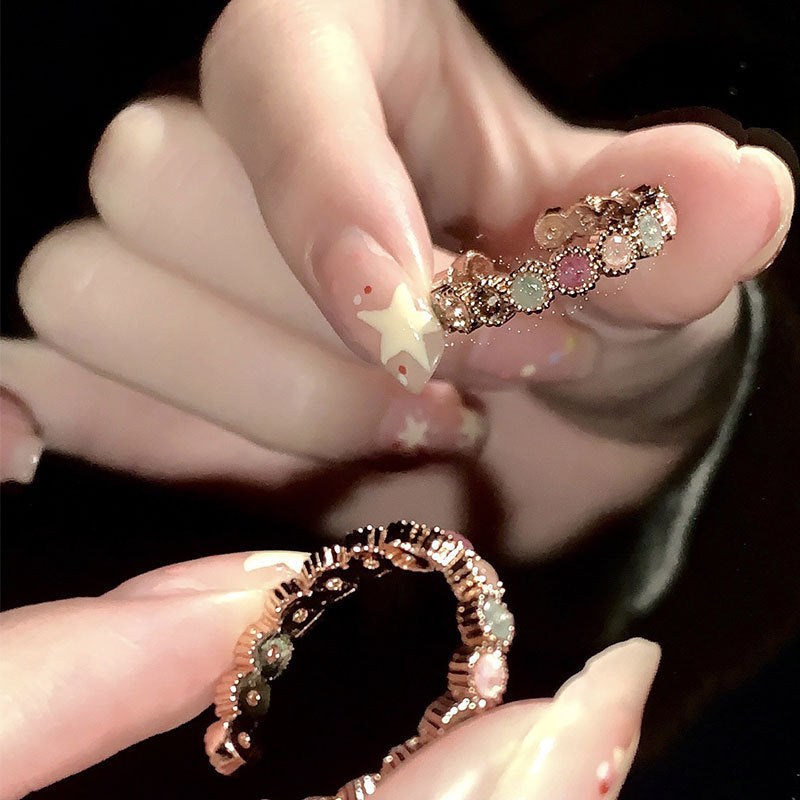 Damen Zierlicher Ring mit bunten Edelstein-Akzenten Shop Nory