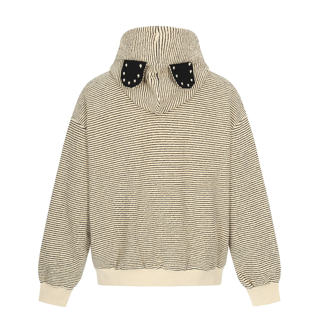 Unisex Gestreifte Kapuzen-Sweatjacke mit Reißverschluss und strukturierter Oberfläche Shop Nory