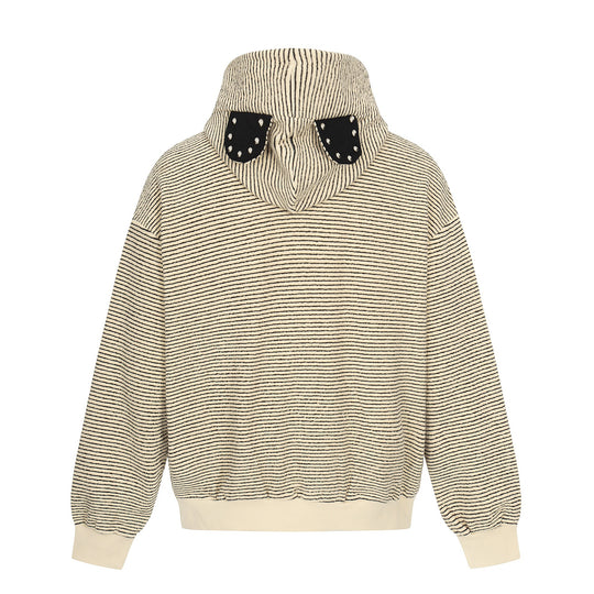 Unisex Gestreifte Kapuzen-Sweatjacke mit Reißverschluss und strukturierter Oberfläche Shop Nory